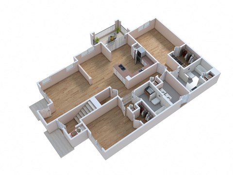 Floor plan for 2 beds, 2 baths, 1266 sqft
